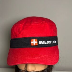 Alphorn Red with black Switzerland flag cotton Cap